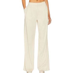 LPA Franca Cream High Rise Wide Leg Pleated Trousers Pants Women’s M Revolve